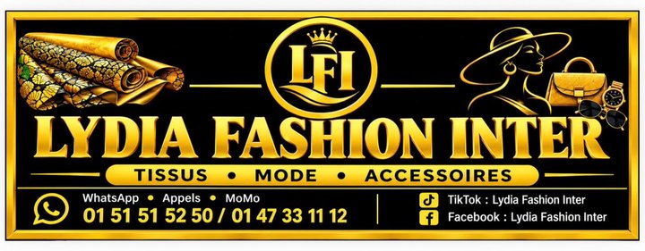 Enseigne Lydia Fashion Inter, noir et or